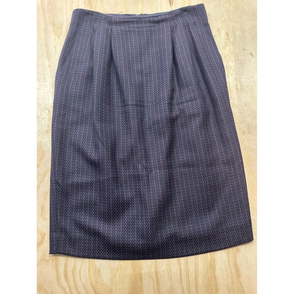 Austin Reed Vintage Pencil Skirt Womens 14 Plum Burgundy Textured Tailored USA